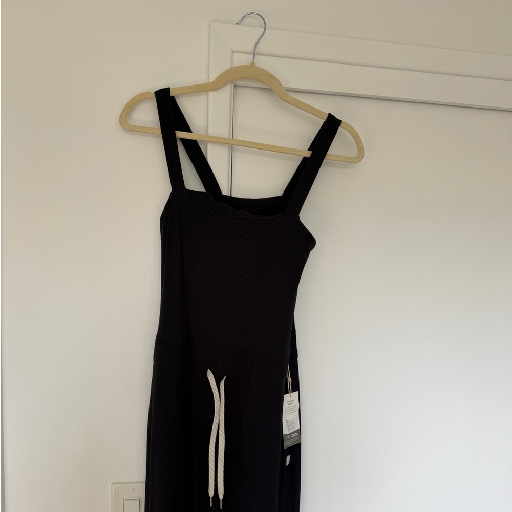 NWT Vuori Black Jumpsuit Romper with White Drawstring